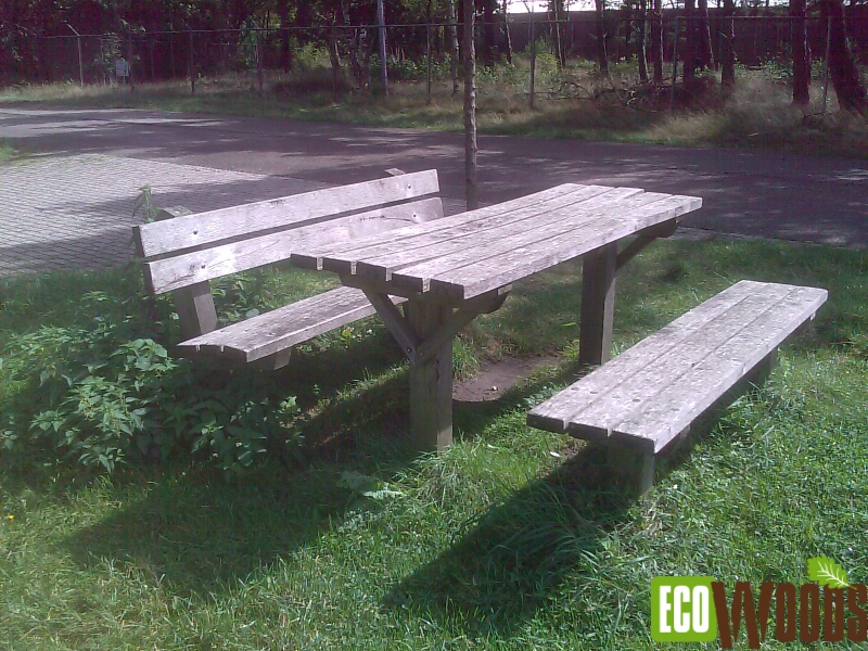 Picknickset tafel met 2 banken recht model