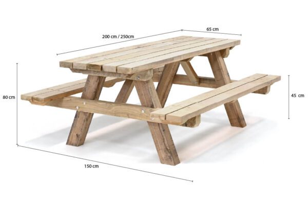 picknicktafel-afmetingen-4 Eiken picknicktafel Bos - Afbeelding 6